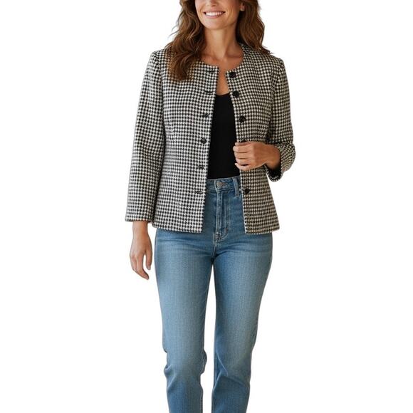Pendleton Vintage Houndstooth Wool Blazer Size 12 - Picture 1 of 12